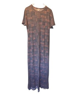 LUC Lularoe women sz XLmaxi dress patriot 4th of July T-Shirt Dress in Navy